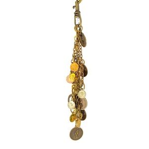 Vintage 1997 Queen Elizabeth II Faux Coin Charm Tassel/Keychain Tri-Tone